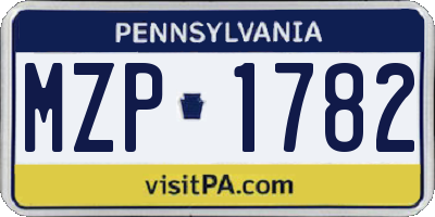 PA license plate MZP1782