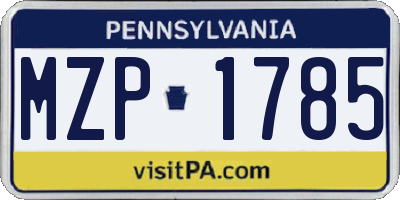PA license plate MZP1785
