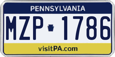 PA license plate MZP1786