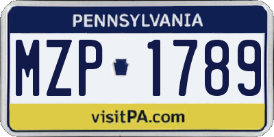 PA license plate MZP1789