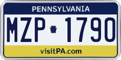 PA license plate MZP1790