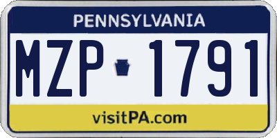 PA license plate MZP1791