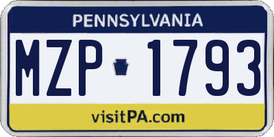 PA license plate MZP1793