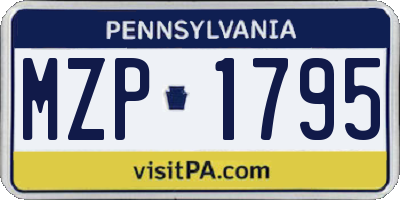PA license plate MZP1795
