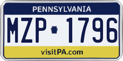 PA license plate MZP1796