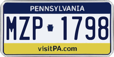 PA license plate MZP1798