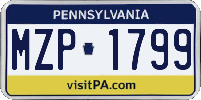 PA license plate MZP1799