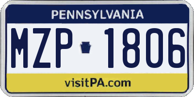 PA license plate MZP1806
