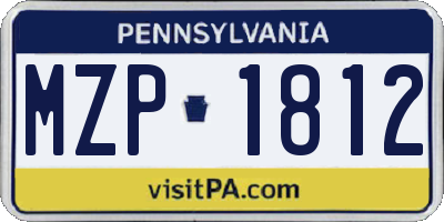 PA license plate MZP1812