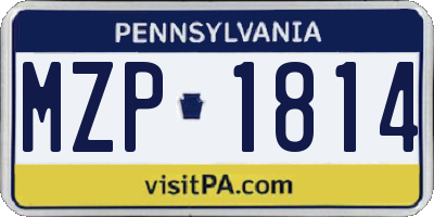 PA license plate MZP1814