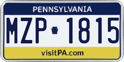 PA license plate MZP1815