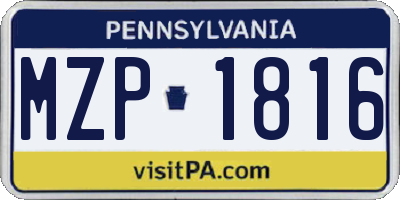 PA license plate MZP1816