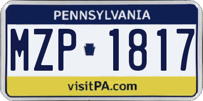 PA license plate MZP1817