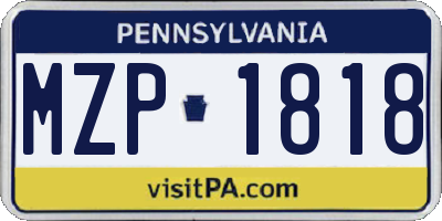 PA license plate MZP1818