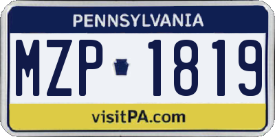 PA license plate MZP1819