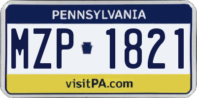 PA license plate MZP1821