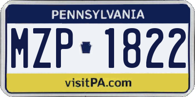 PA license plate MZP1822