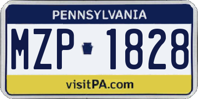 PA license plate MZP1828