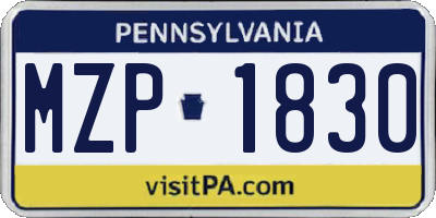 PA license plate MZP1830