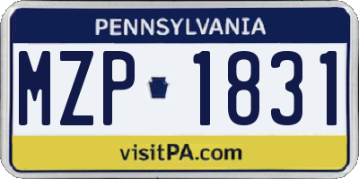PA license plate MZP1831