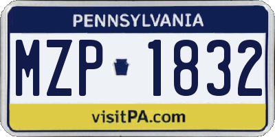 PA license plate MZP1832