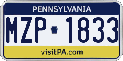 PA license plate MZP1833