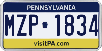 PA license plate MZP1834
