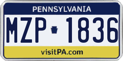 PA license plate MZP1836
