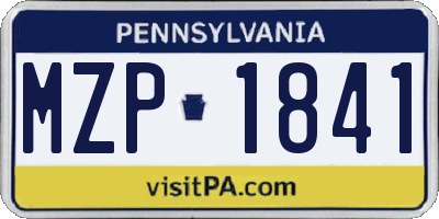 PA license plate MZP1841