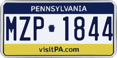 PA license plate MZP1844