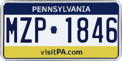 PA license plate MZP1846