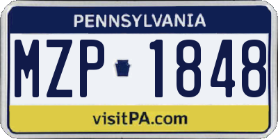 PA license plate MZP1848
