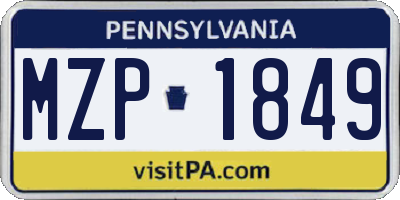 PA license plate MZP1849