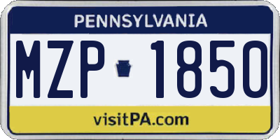 PA license plate MZP1850