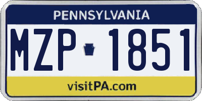 PA license plate MZP1851
