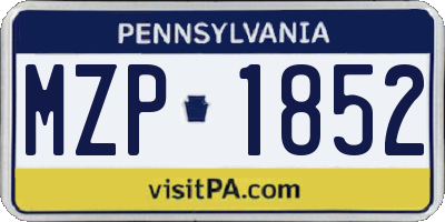 PA license plate MZP1852