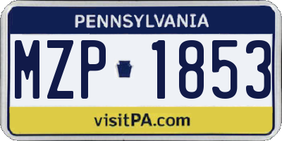 PA license plate MZP1853