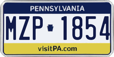 PA license plate MZP1854