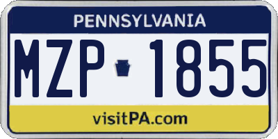 PA license plate MZP1855