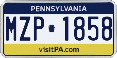 PA license plate MZP1858