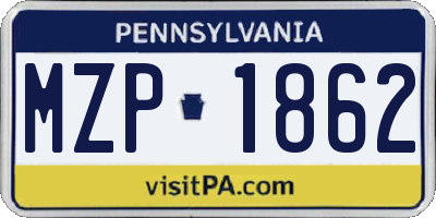 PA license plate MZP1862