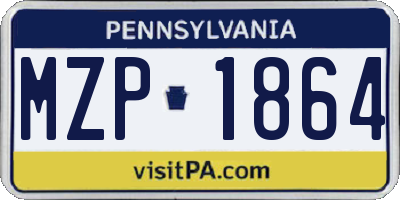 PA license plate MZP1864