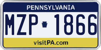 PA license plate MZP1866