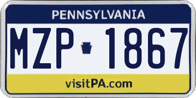 PA license plate MZP1867