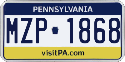 PA license plate MZP1868