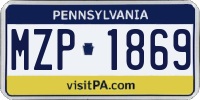 PA license plate MZP1869