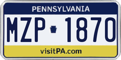 PA license plate MZP1870