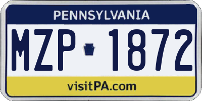PA license plate MZP1872