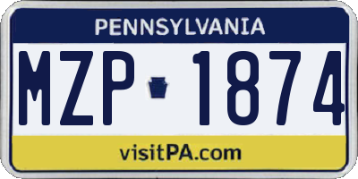 PA license plate MZP1874