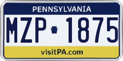 PA license plate MZP1875
